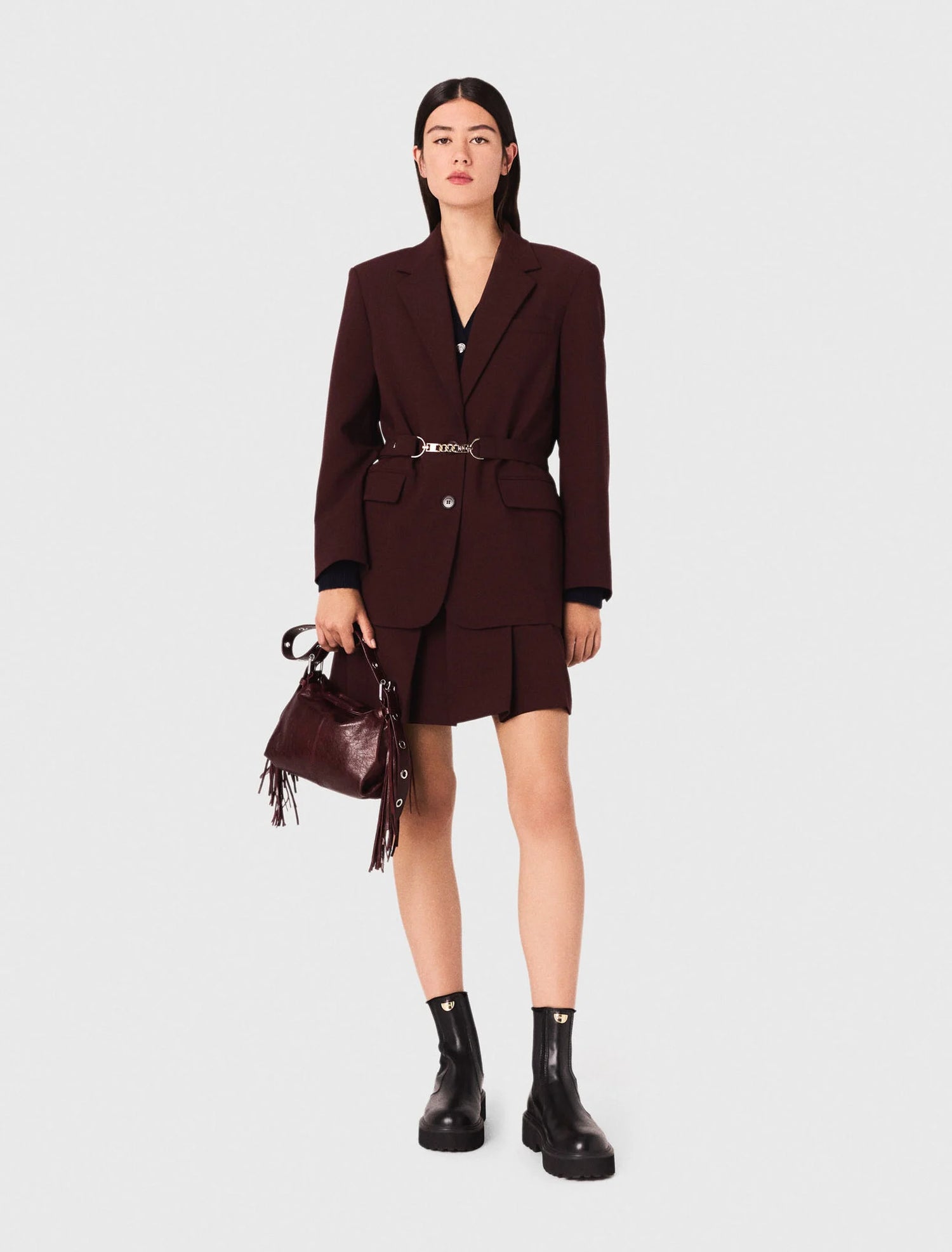 Belted suit jacket