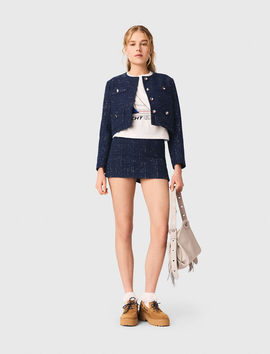 Short Jacket With Patch Pockets Navy