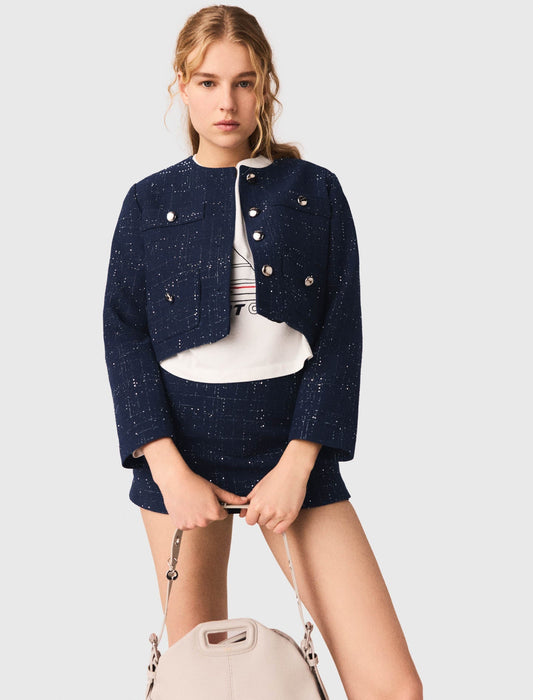 Short Jacket With Patch Pockets Navy