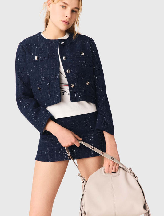 Short Jacket With Patch Pockets Navy