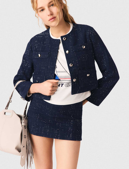 Short Jacket With Patch Pockets Navy