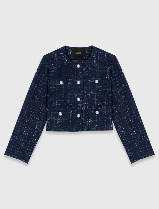 Short Jacket With Patch Pockets Navy