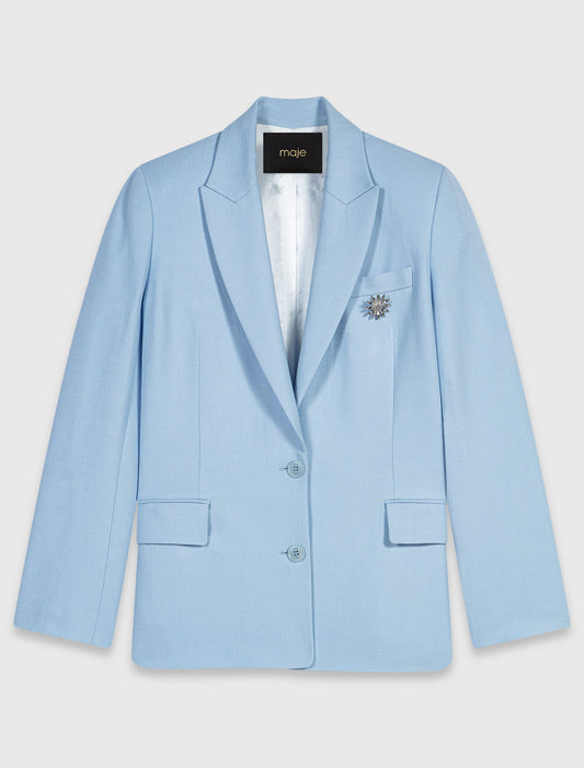 جاكيت بدلة باللون الأزرق السماوي