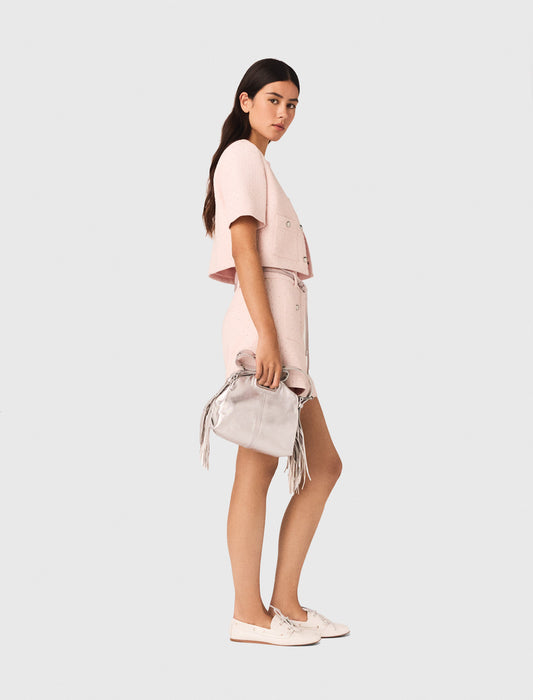 Short-Sleeved Tweed Jacket Pink