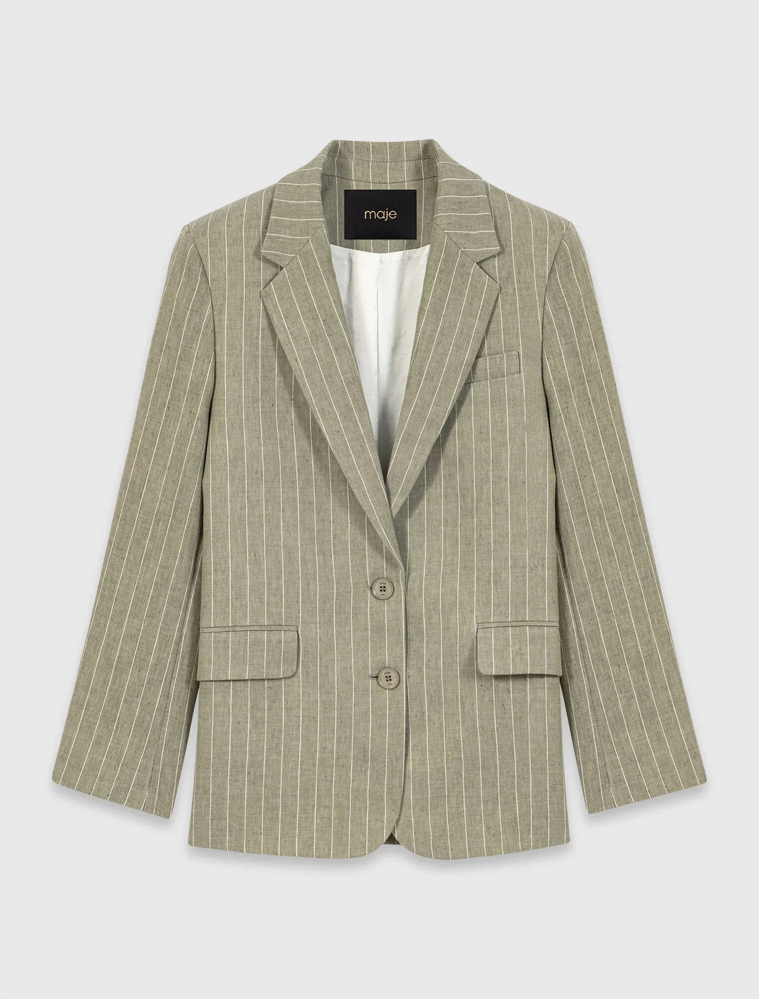 Linen Blend Suit Jacket Khaki