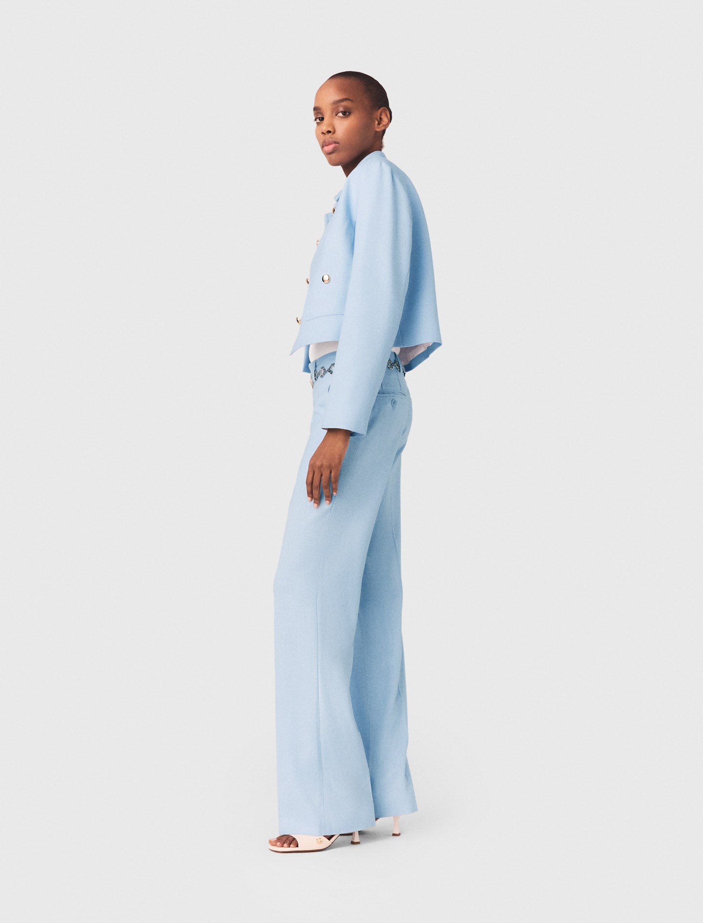 Short Single-Breasted Jacket Blue Sky