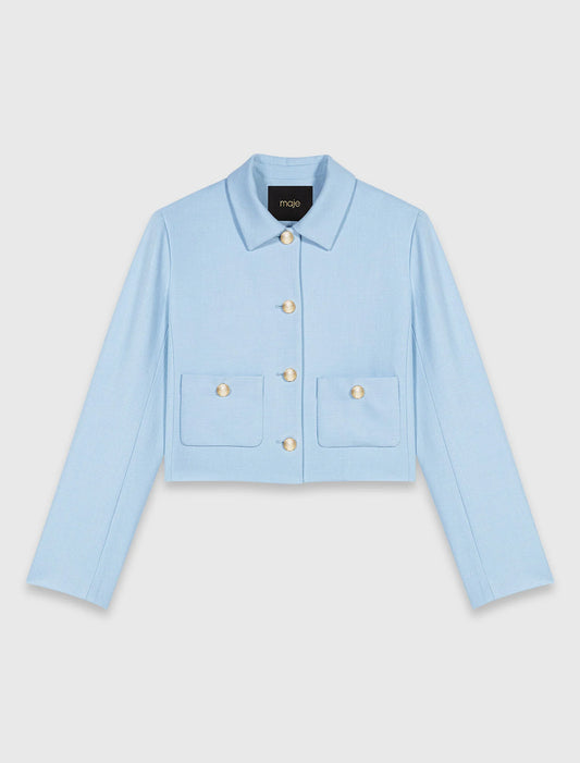 جاكيت قصير باللون الأزرق السماوي