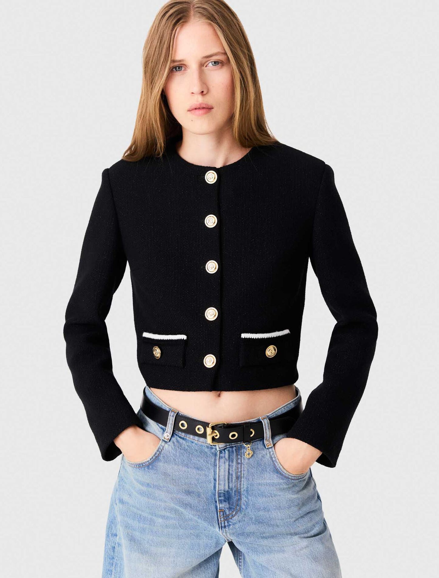 Short tweed jacket Black