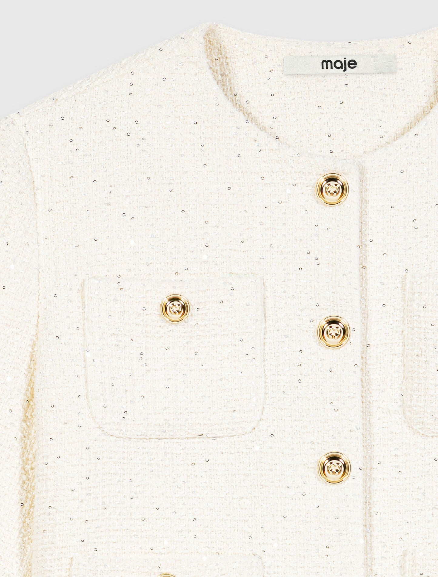 Short-sleeved tweed jacket Ecru