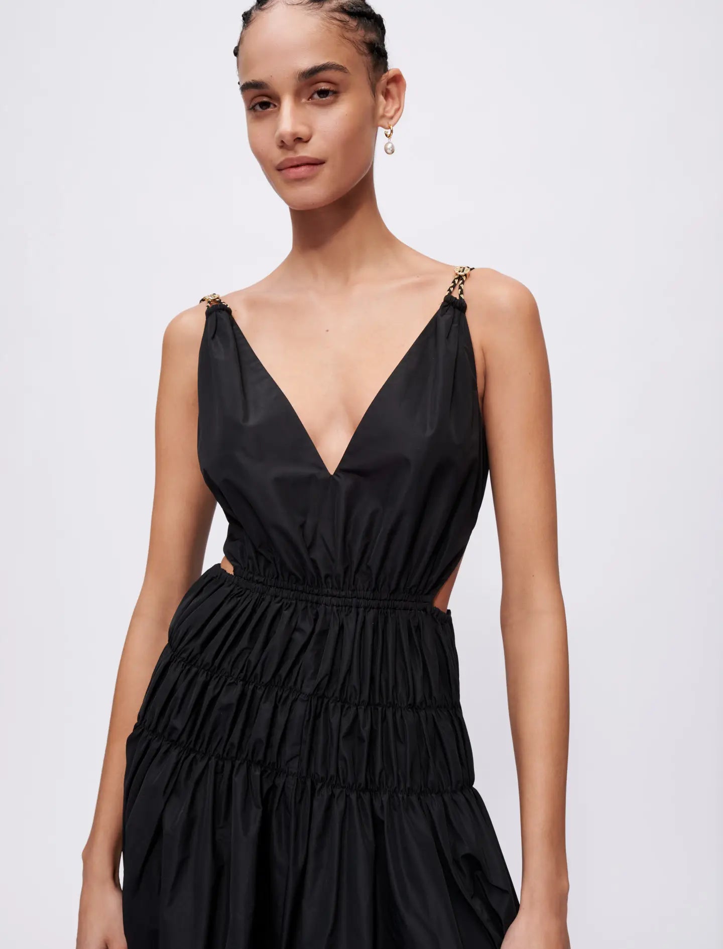 Black featured TAFFETA DRESS WITH CUT-OUT AT THE WAIST